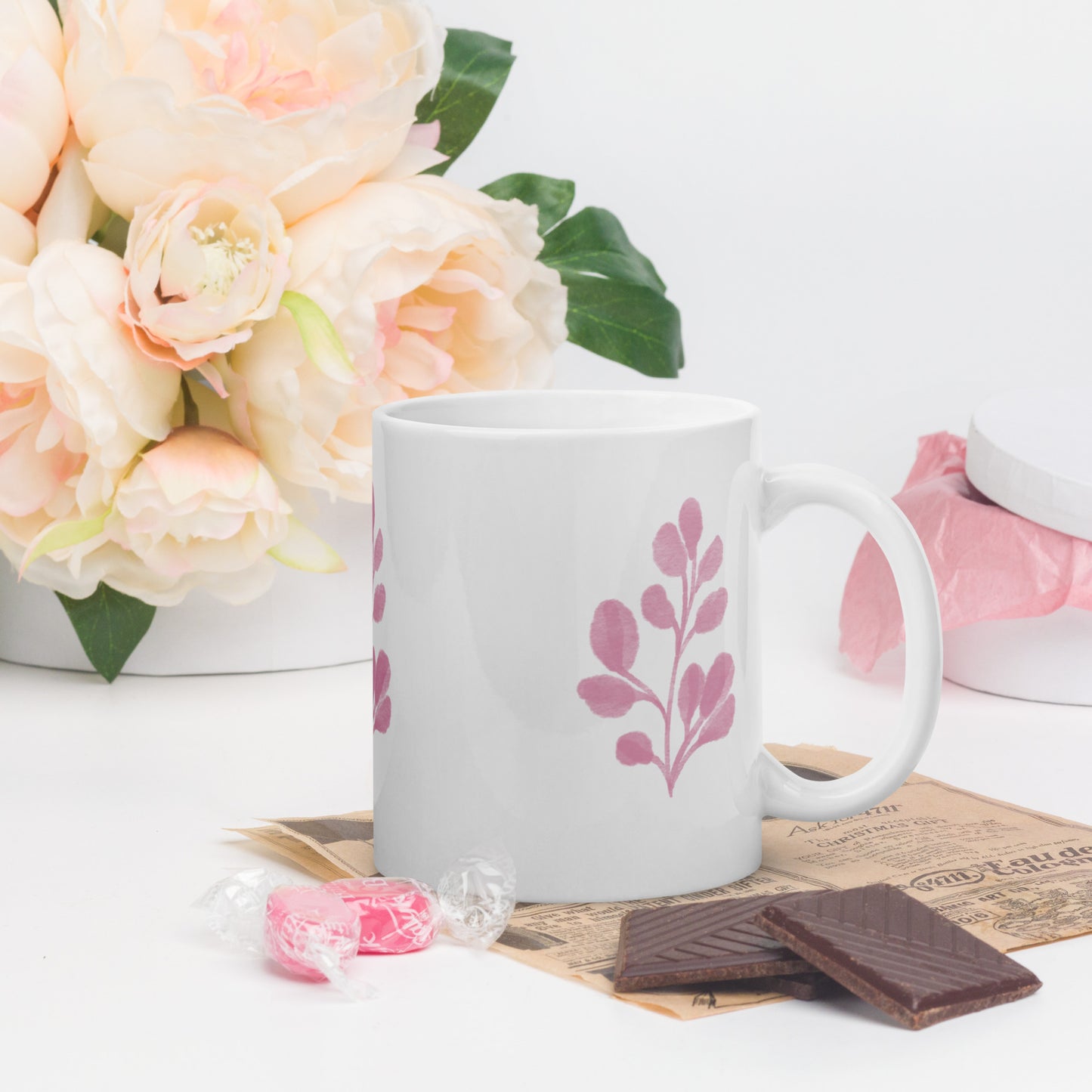 Floral Pink glossy mug